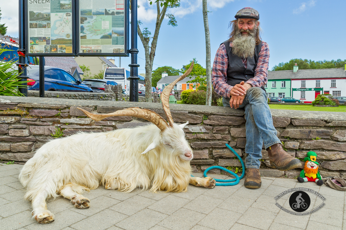 A man and his pet goat - Sneem village - Ring of Kerry