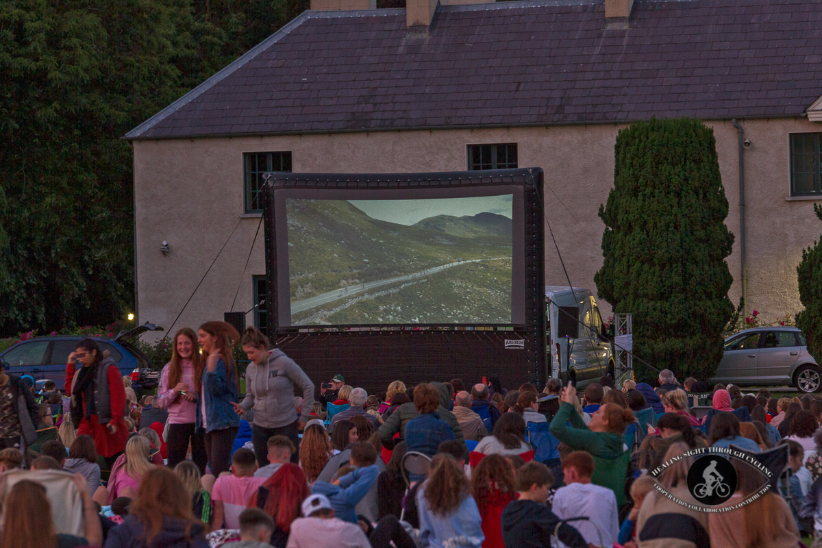 Crowds watching movie