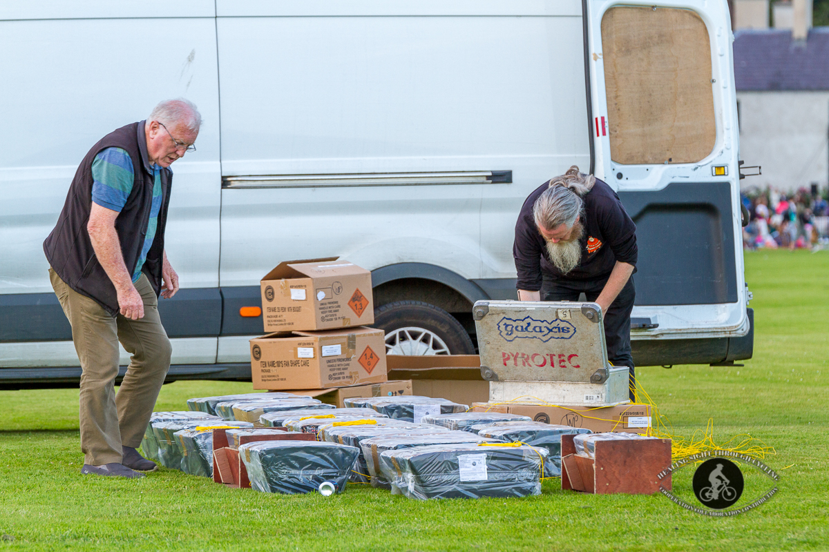 Galaxis Pyrotec - Getting fireworks ready - crowd in background - 2