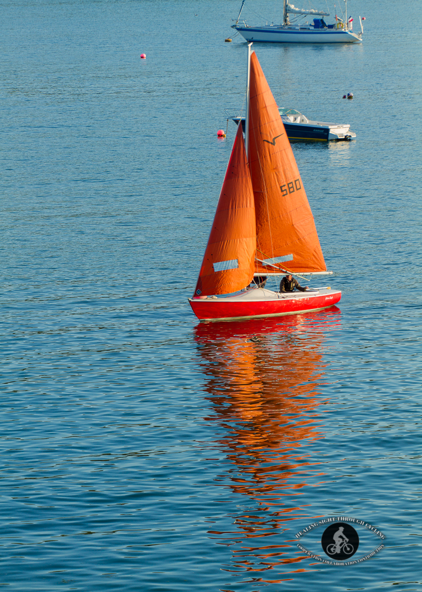 Red sailboat in the Glandore Bay - County Cork