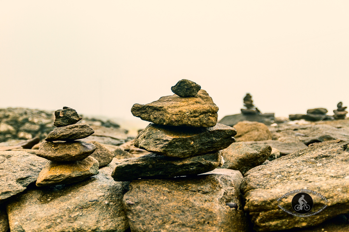 Stone pyramids at the beehive huts - multiples - Teal Orange