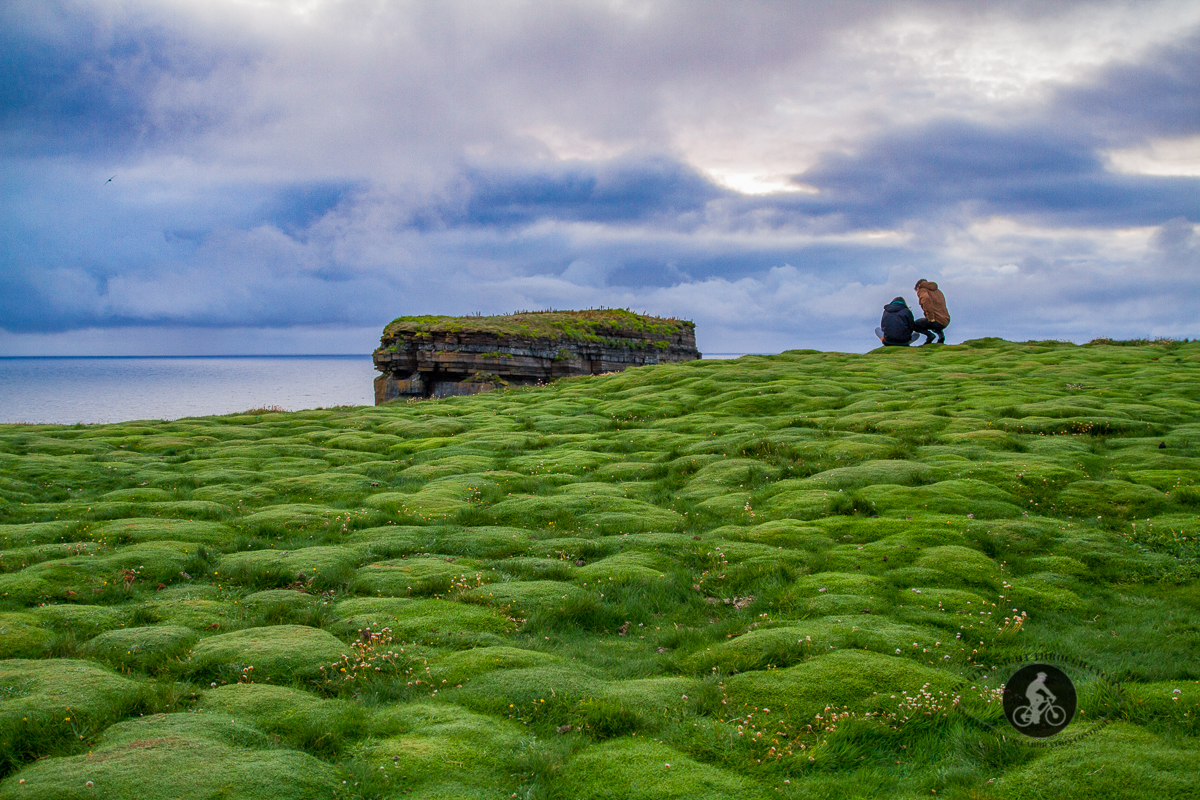Grass at Downpatrick Dun Briste Sea Stack - North County Mayo - people sitting