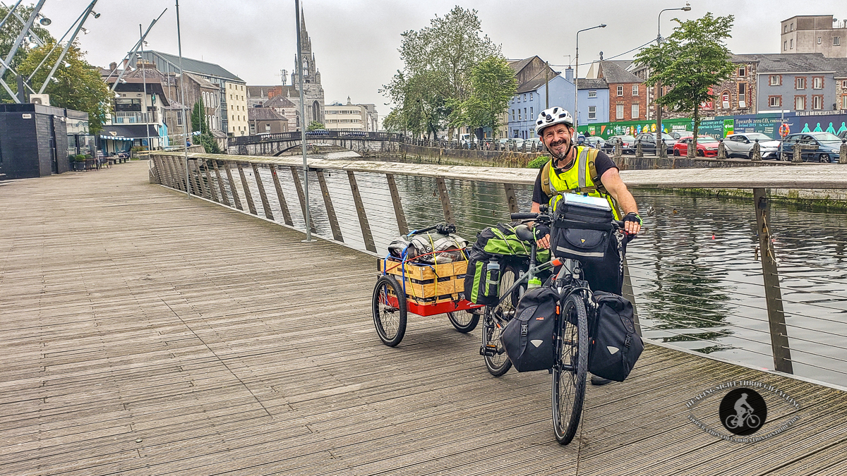 Boruch and Bike in front of River Lee - Cork City - County Cork